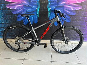 BICICLETA ARO 29 TSW YUKON 10V DEORE CINZA E VERMELHO TAM 15,5