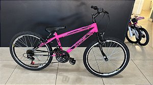 BICICLETA ARO 24 STONE BIKE TEEN 18V ROSA CHICLETE