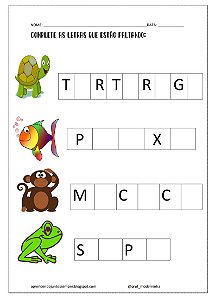 Alfabetização com lista de animais