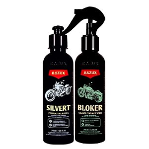 Selante Spray Brilho + Silvert Tira Riscos Moto 240ml Razux