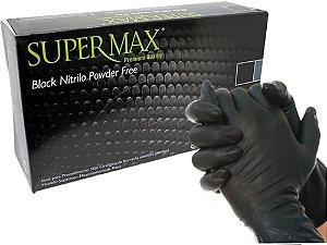 LUVA PROCED NITRILO BLACK (Preta) SUPERMAX TAM M - SUPERMAX