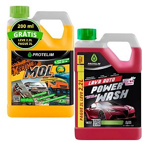 Kit Shampoo Automotivo Carro Power Wash + Xtreme Mol Protelim