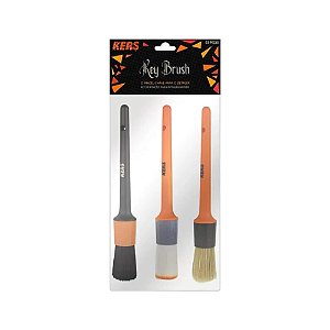 Kit 3 Pinceis Detalhamento Automotivo Key Brush N16 - KERS