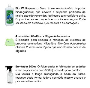 Kit Lavagem A Seco Concentrado Bio-W 1L + Borrifador / Microfibra