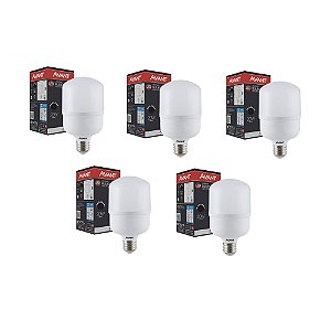 KIT COM 05 LAMPADA LED 20W BIVOLT E27 BRANCO FRIO 6.500k