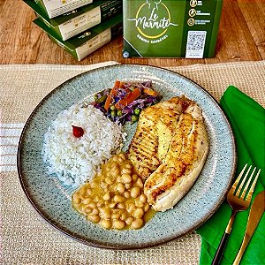 Filé de tilápia, arroz, feijão e mix de legumes - 360g