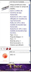+10 Faca de Combate DES +3 INT +6