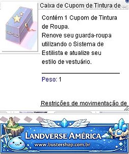 Caixa de Cupom de Tintura de Roupa