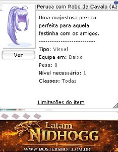 Peruca com Rabo de Cavalo (Azul)