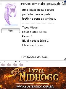 Peruca com Rabo de Cavalo Lilas