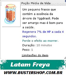 50 Unidades Poção Média de Vida