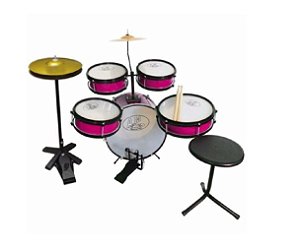 Bateria Infantil Rock Baby 2 Tons Profissional Com Chimbal ROSA