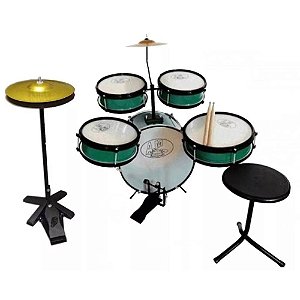 Bateria Infantil Rock Baby 2 Tons Profissional Com Chimbal VERDE