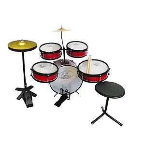 Bateria Infantil Rock Baby 2 Tons Profissional Com Chimbal VERMELHA