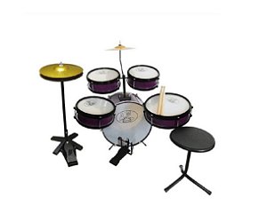 Bateria Infantil Rock Baby 2 Tons Profissional Com Chimbal VINHO