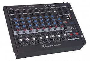 Mesa De Som LL Audio Starmix US802R Mixer 8 Canais Com USB E Efeito