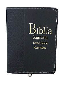 Biblia Média com Harpa Letra Grande Índice Capa Luxo Preta