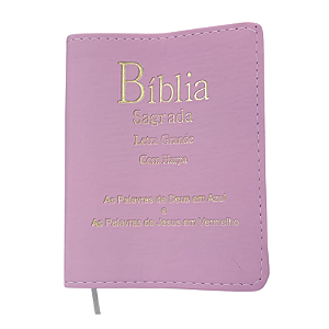Biblia Média com Harpa Letra Grande Índice Capa Luxo Rosa