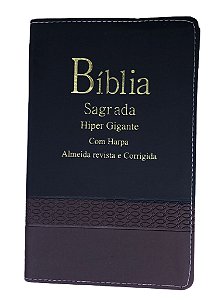 Biblia Harpa Letra Hipergigante Indice Bicolor Preto e Vinho