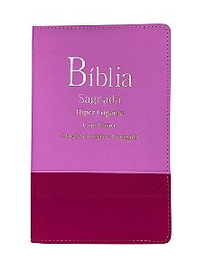 Biblia Harpa Letra Hipergigante Indice Bicolor Rosa e Pink