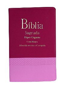 Biblia Harpa Letra Hipergigante Indice Bicolor Pink e Rosa