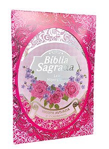 Bíblia Sagrada Caixa com Harpa Letra Hipergigante Luxo Rosa