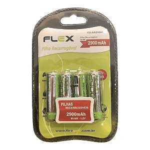 Pilha Recarregável AA Flex FX-AA29B4 1.2V 2900mAh 4 Unidades