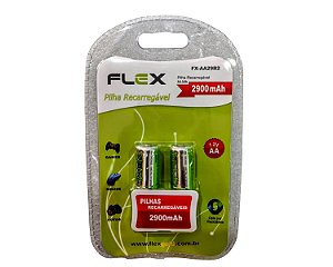 Pilha Recarregável AA Flex FX-AA29B2 1.2V 2900mAh 2 Unidades