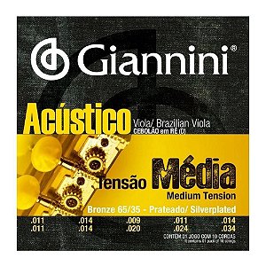 Encordoamento Giannini Acústico Tensão Média Viola Caipira