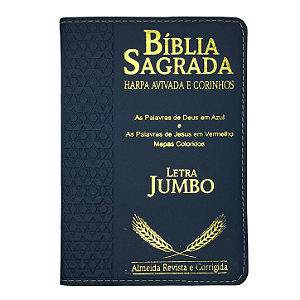 Biblia Sagrada Harpa Letra Jumbo Indice Luxo Azul