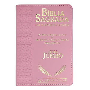 Biblia Sagrada Harpa Letra Jumbo Indice Luxo Rosa