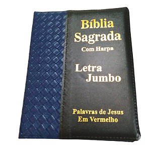 Bíblia Sagrada Harpa Jumbo Índice Azul Palavra Jesus Vermelho