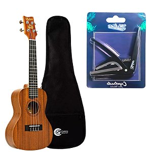 Kit Ukulele Mahina Concert 23K Com Capa e Capotraste