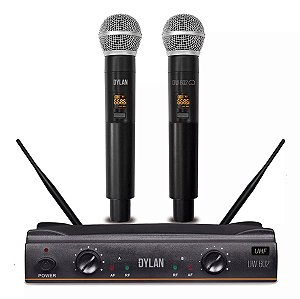Microfone Duplo Sem Fio Par Digital Dylan DW602-Max UHF