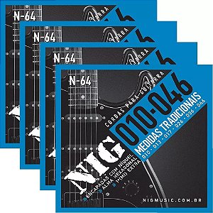 Atacado Kit 4 Encordoamento Nig Para Guitarra Elétrica 010
