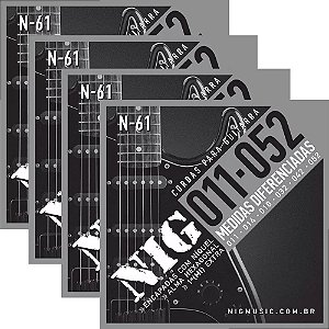 Atacado Kit 4 Encordoamento Nig Para Guitarra Elétrica 011