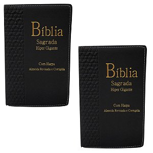 Kit 2 Biblias Sagrada Harpa Hipergigante Indice Luxo Preta