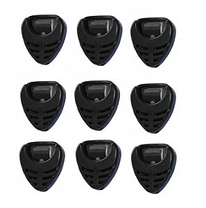 Kit Atacado Porta Palheta Abs Preto Adesivo Violão 9 Peças
