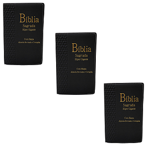 Kit 3 Biblias Sagrada Harpa Hipergigante Indice Luxo Preta