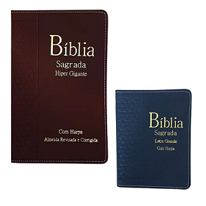 Kit 2 Biblias Pai e Filho Harpa Hipergigante e Grande