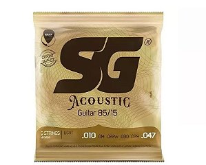 Encordoamento SG Para Violão Aço 010 Tensão Leve Bronze