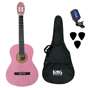 Kit Violão de Nylon Acústico Pink MYTH MT39N e Acessórios