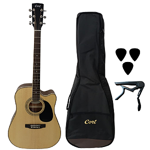 Kit Violão De Aço Cort  Eletroacústico AD880CE Acessórios