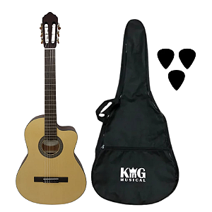 Kit Violão Nylon Eletroacústico Cort AC120CE Capa Palhetas
