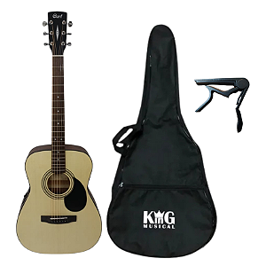Kit Violão De Aço Cort Eletroacústico AF150E Capa Capotraste
