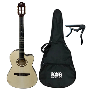 Kit Violão Nylon Marques Eletroacústico Capa e Capotraste