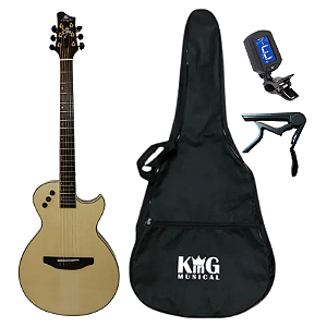 Kit Violão Aço Flat Marquês Va09 Capa Afinador e Capotraste