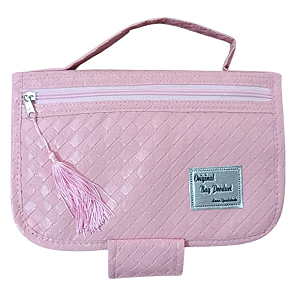 Capa Bolsa Para Biblia Rosa Claro Com Bolso e Alça