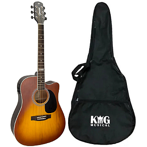 Kit Violão Giannini Eletroácustico Aço Cutway GF1D CEQ Capa