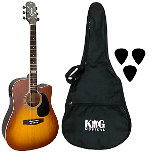 Kit Violão Giannini Eletroácustico Aço GF1D Capa Palhetas